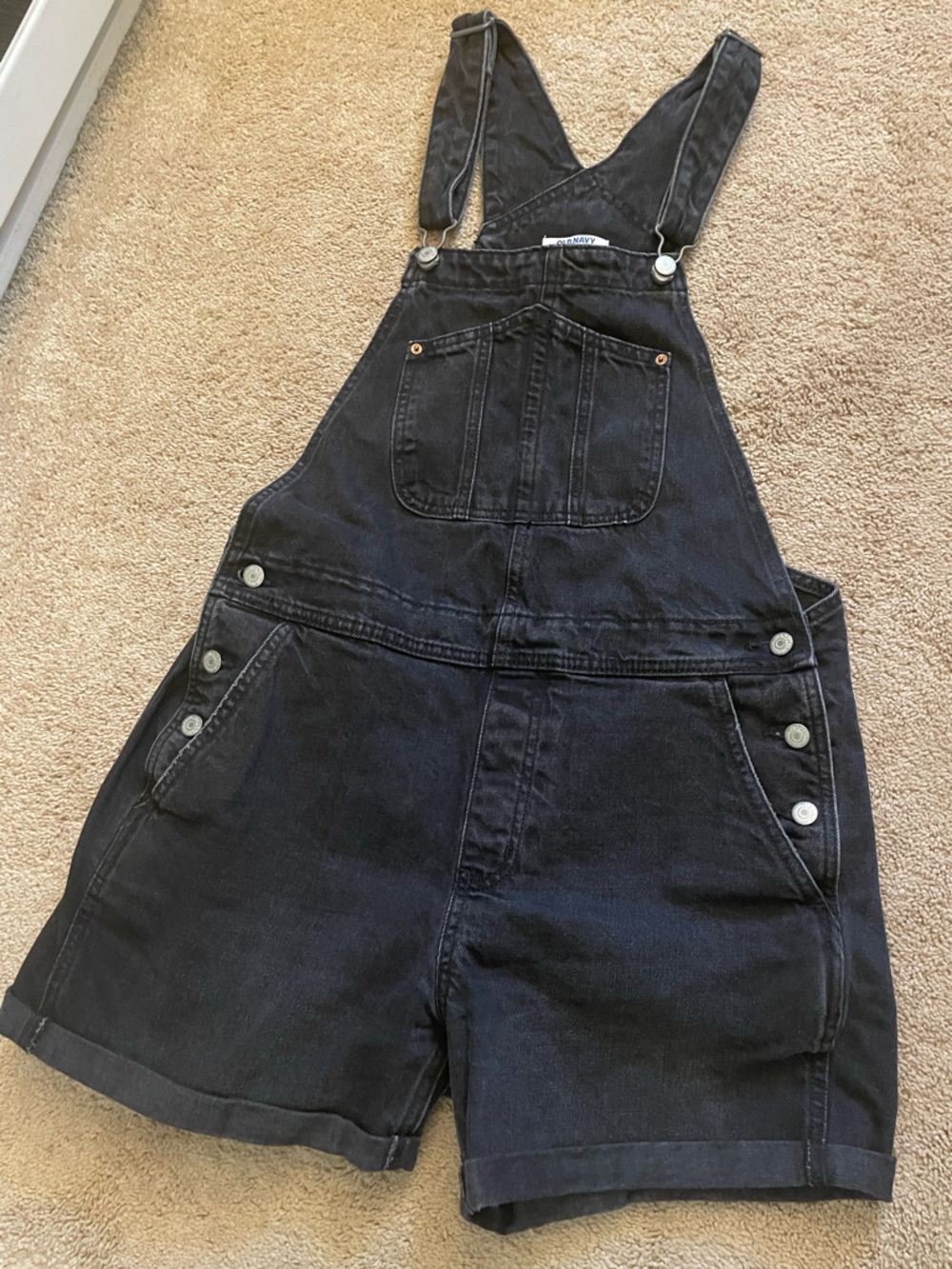 Old Navy Black Denim Overalls with shorts - Size Large